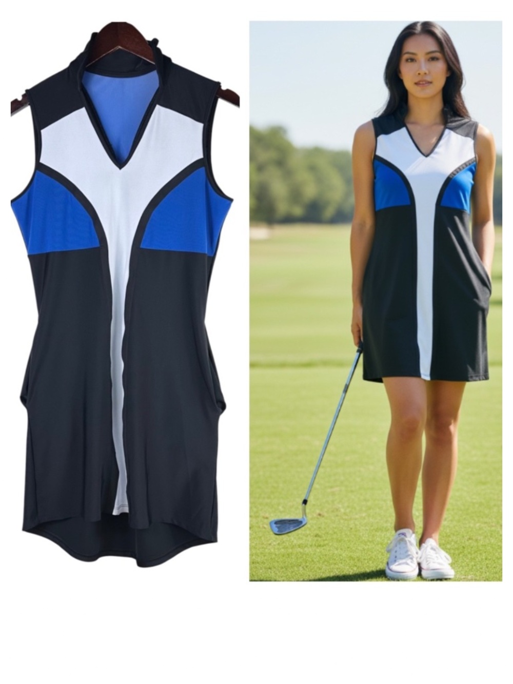 NEW SwingDish Swing Dish Golf Tennis Dress Sz Medium Black Slvlss Pickleball